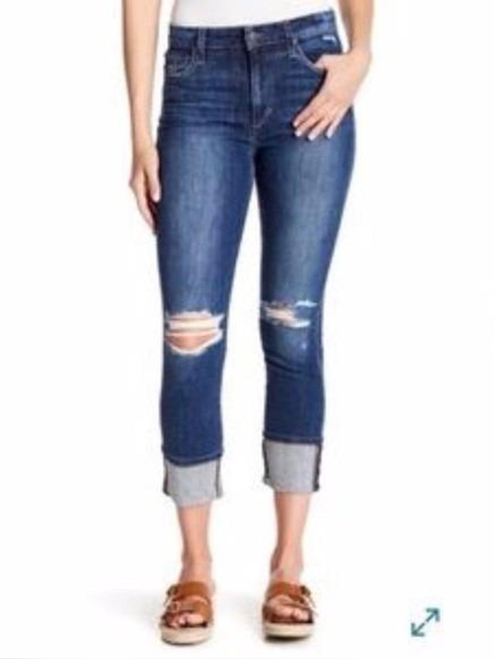Joe's Jeans Regina High Rise Crop Distressed Denim Jeans